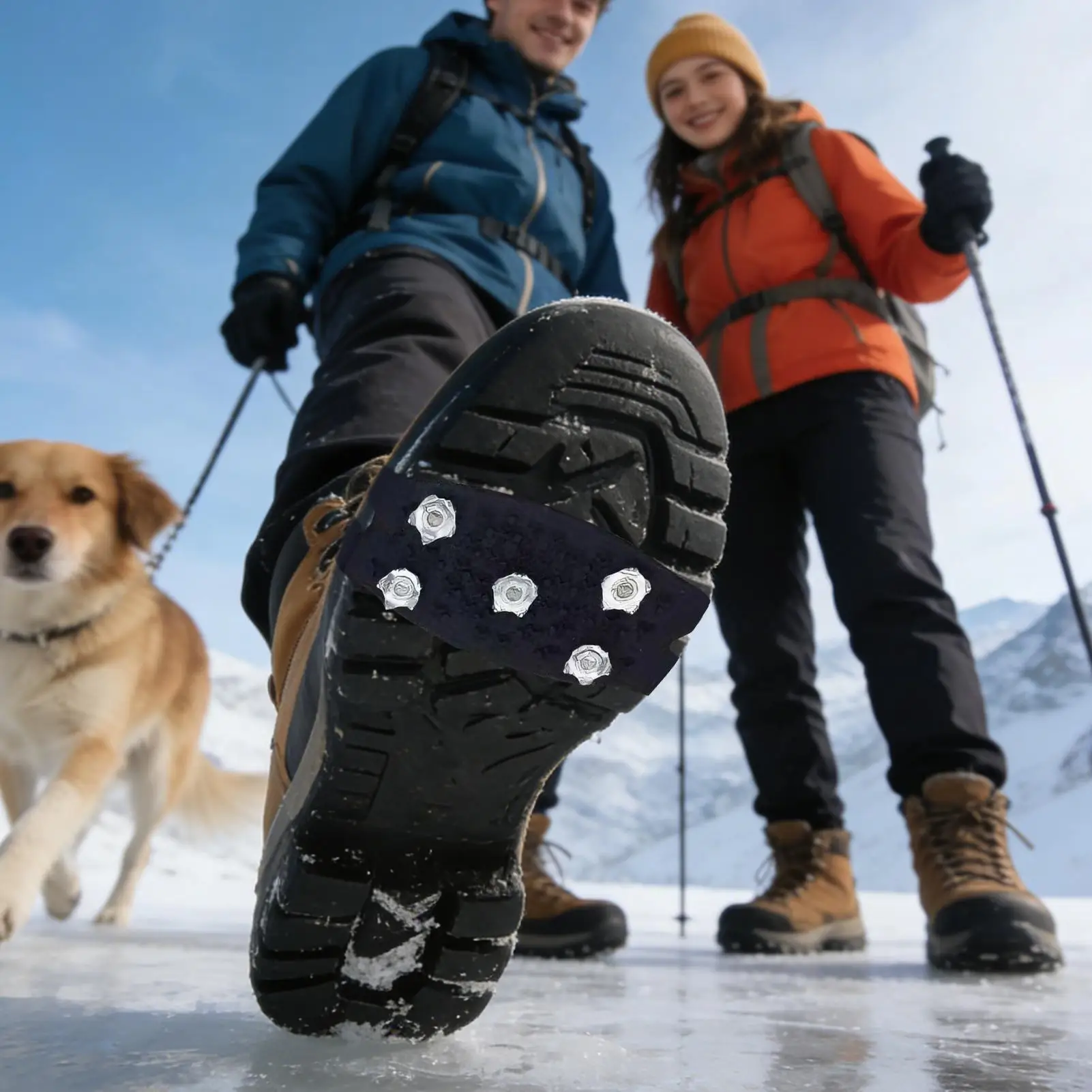 2 Stück leichte Steigeisen für Bergsteigen, rutschfeste Eiskrallen, sichere Traktion beim Wandern, Klettern, Schnee, Eis, Outdoor, Schwarz