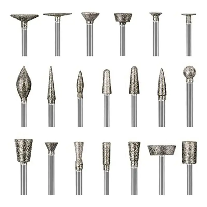 ABMH-Stone Carving Set Diamond Burr Bits,200PCS Polishing Kits Rotary Tools Accessories With 1/8 Inch Shank For Carving
