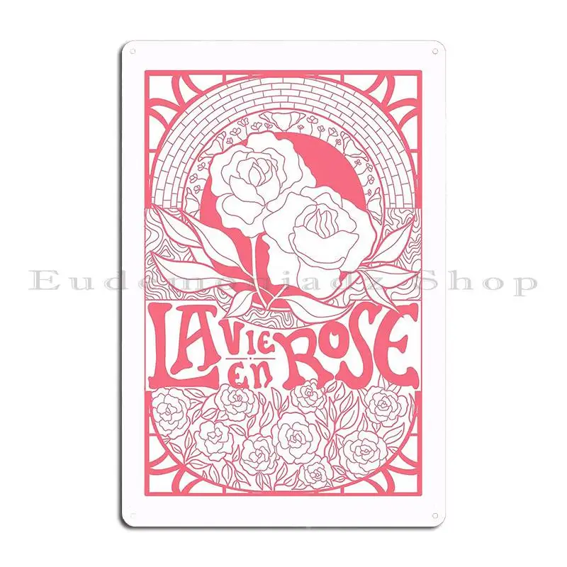 La Vie En Rose Poster Design Pink Metal Plaque Poster Club Character Cinema Create Club Tin Sign Poster