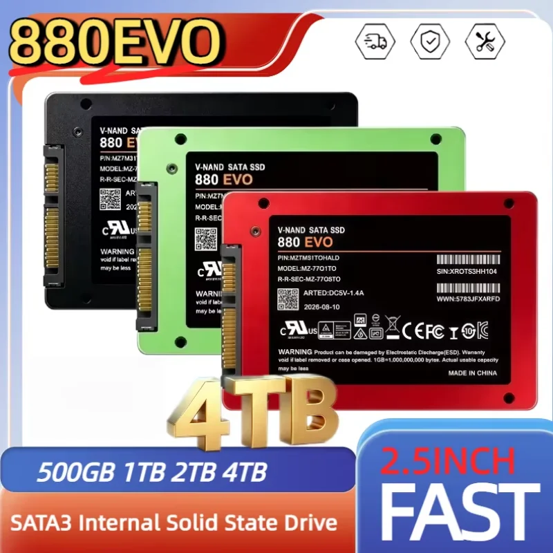 New 880 EVO 2.5 Inch SATA3 SSD Internal Solid State Drive 500GB 1TB 2TB 4TB Hard Disk Solid State Drive for Laptop Desktop