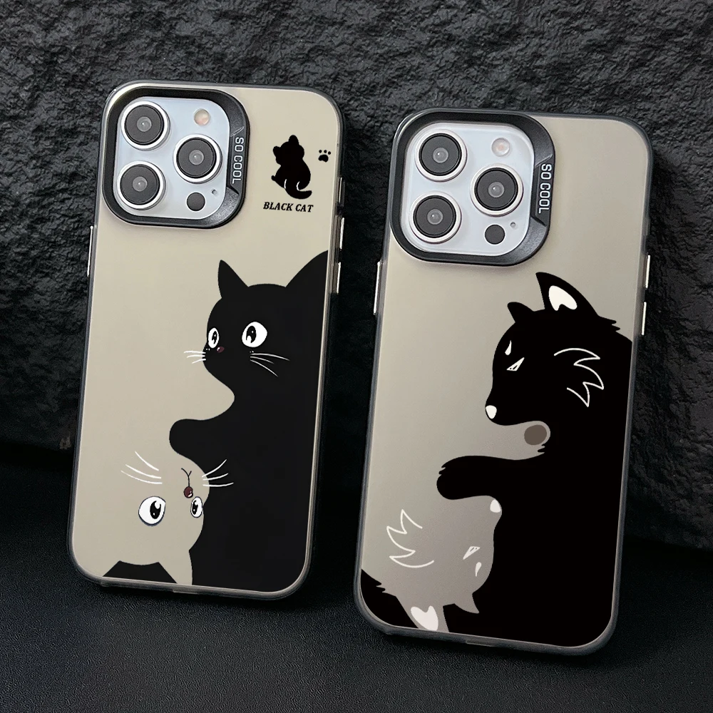 Cat Wolf Rabbit Art Phone Case for Xiaomi Redmi 14C 13C 12C 10C 9C Note 14 13 12 11 10 9 8 S Pro Plus 4G 5G Silver Hard Cover