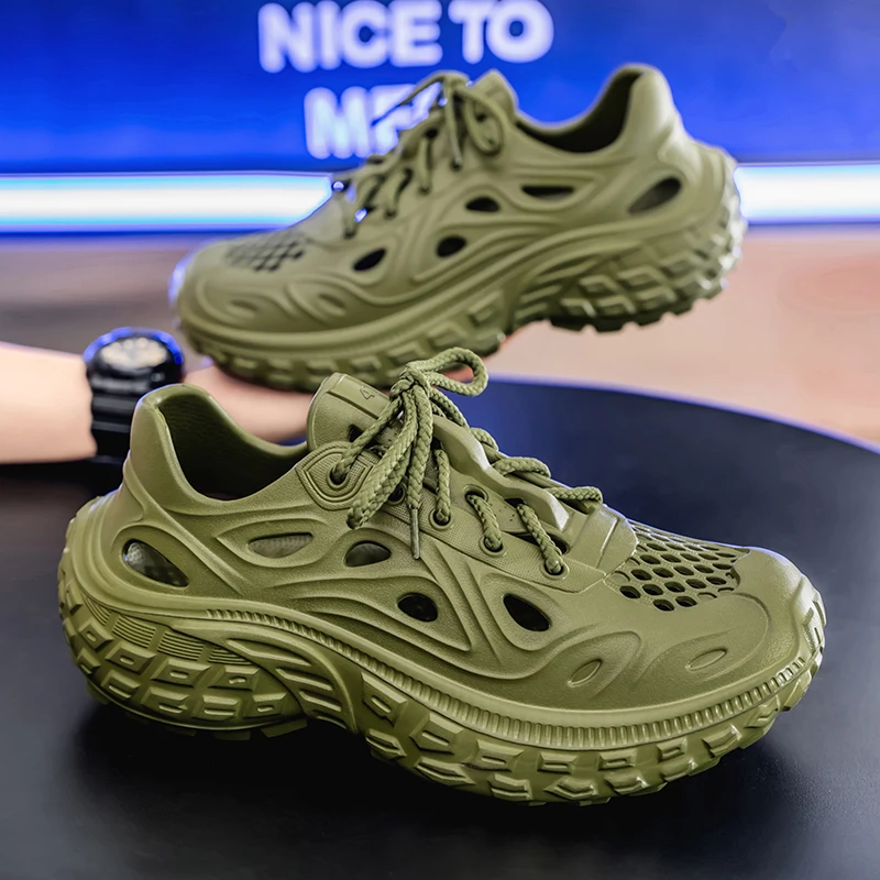 

Men's Sandals Outdoor Thick Bottom 2026 New Summer Fashion Lovers Sandals EVA Baotou Hole Shoes Luxury Beach Men Garden Shoes