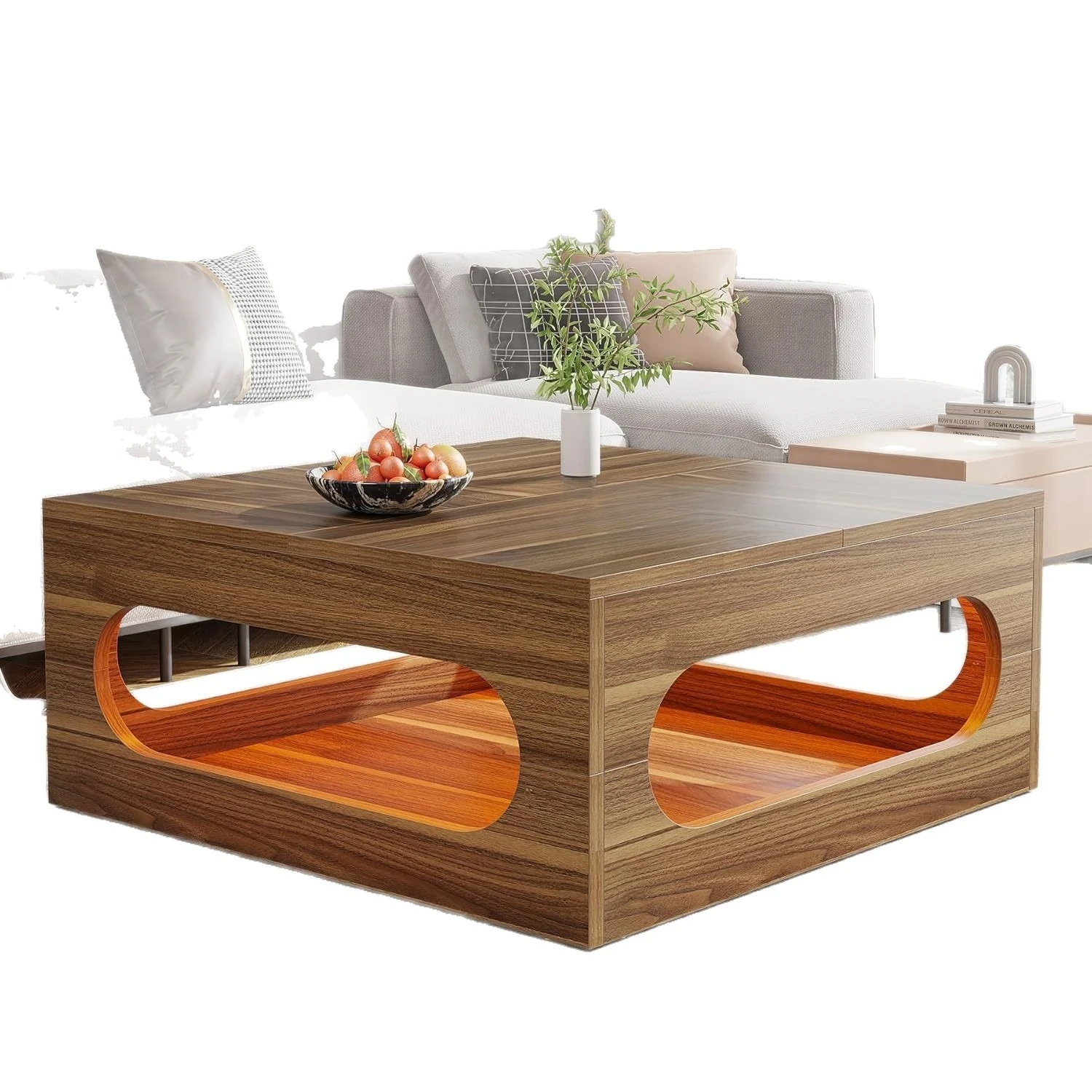 Living room lighting atmosphere square coffee stand panel furniture luminous table