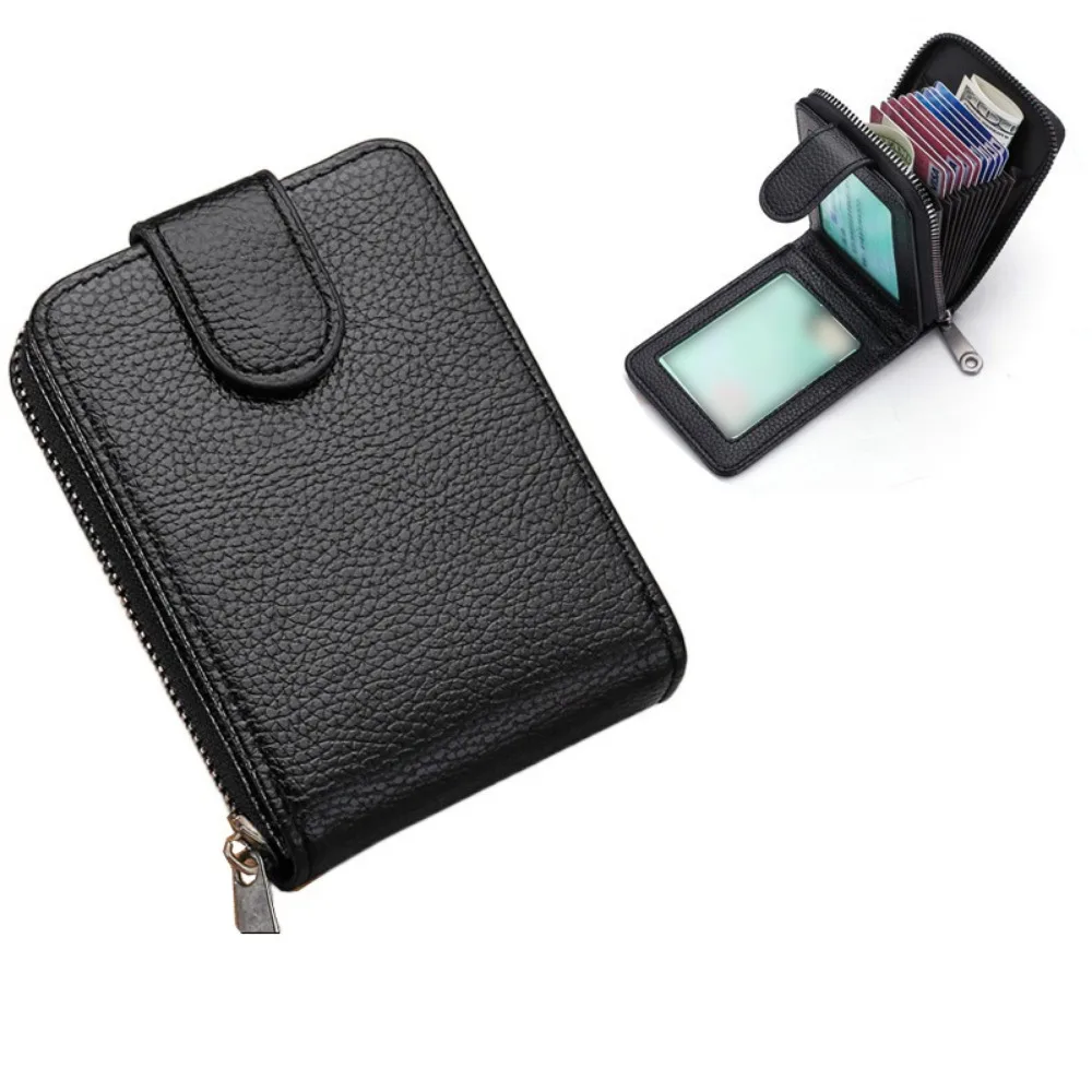 11/16 Slots PU Leather Card Holder Large Capacity with Buckle Men's Zipper Wallet Compact Multipurpose Portable Coin Purse Male