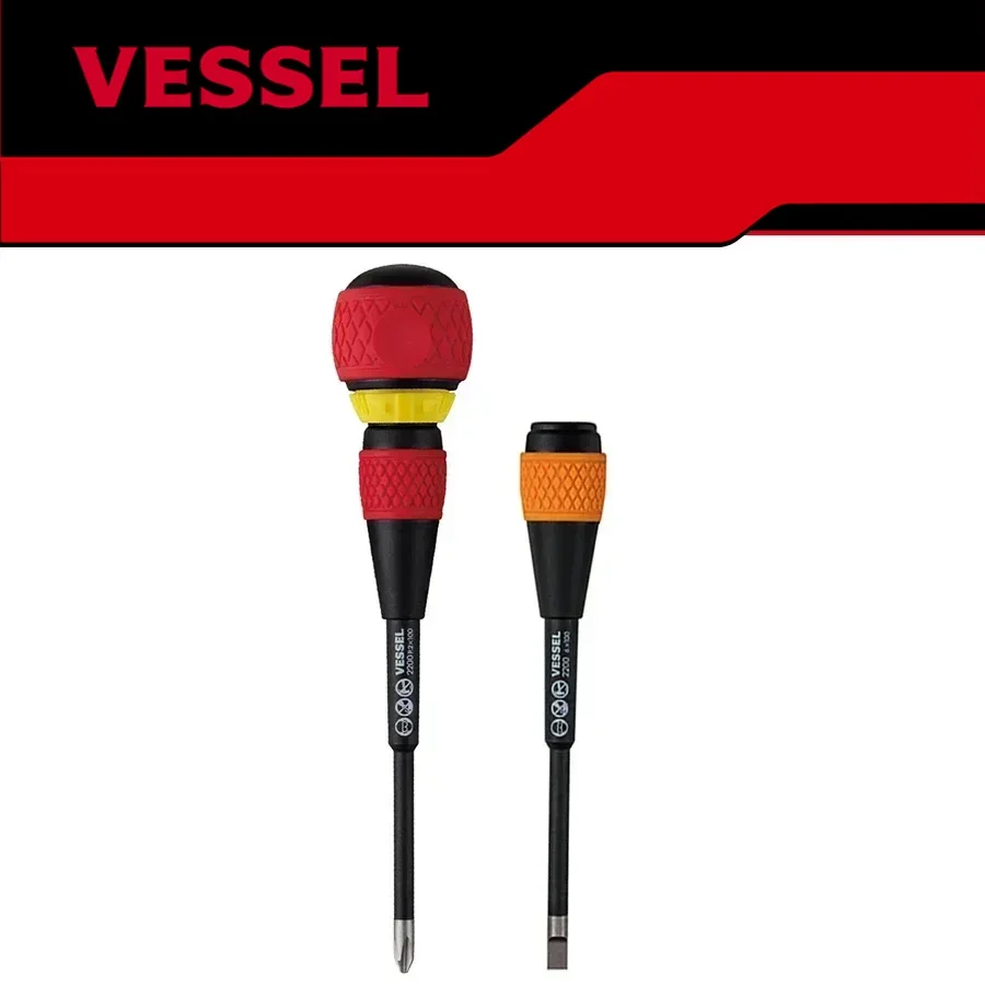 Genuine VESSEL 2 Pcs Ball Ratchet Grip Screwdriver Set Hand Tools Suitable For Precision Screwdriver Set And Slotted Screws 2200