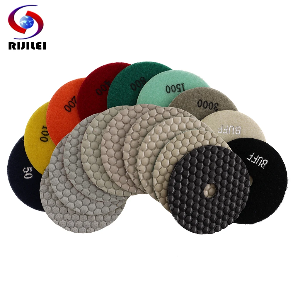 Conjunto Polegada Almofada de Polimento a Seco Buff 100 mm Almofadas de Polimento de Diamante para Granito Pedra de Mármore Disco de Lixamento Concreto Peças