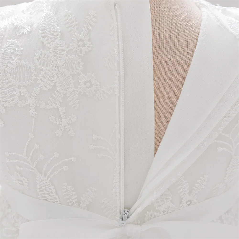 زي رضيع أبيض رقيق مع قوس ، فستان حفلة أميرة ، عيد ميلاد طفلة ، ثوب تعميد ، ملابس عيد ميلاد طفل صغير ، أزياء ، 2 *