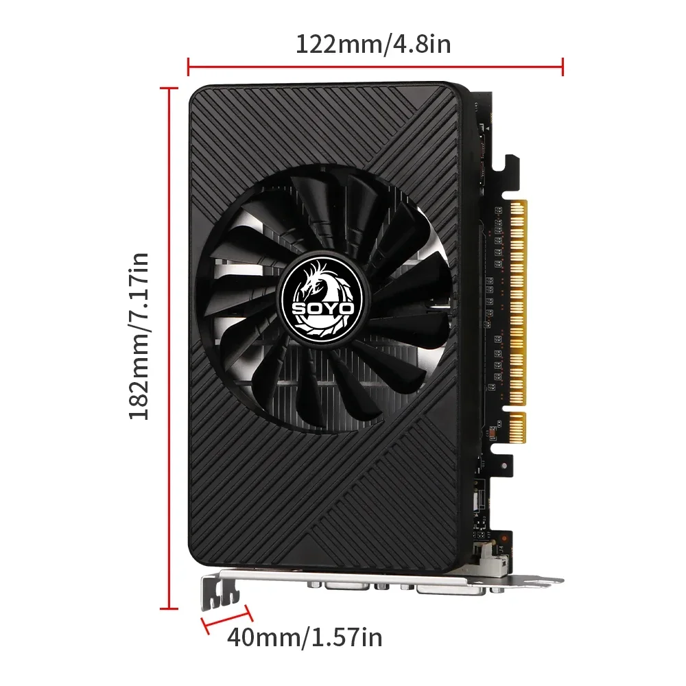 SOYO GTX 550TI Graphics Card GDDR5 2GB 40NM Video Card 128BIT HDMI VGA DVI PG Game Computer Com NVIDIA 700MHZ Single Fan