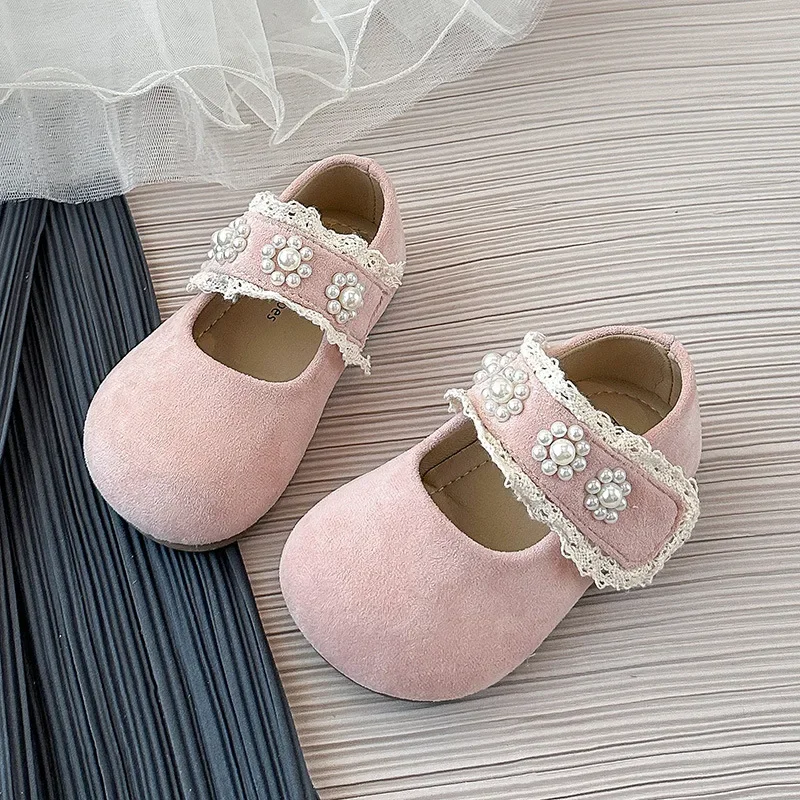 

Осенние новые детские туфли MaryJanes с круглым носком, милые детские туфли на плоской подошве в корейском стиле, повседневная нескользящая обувь принцессы на мягкой подошве для девочек