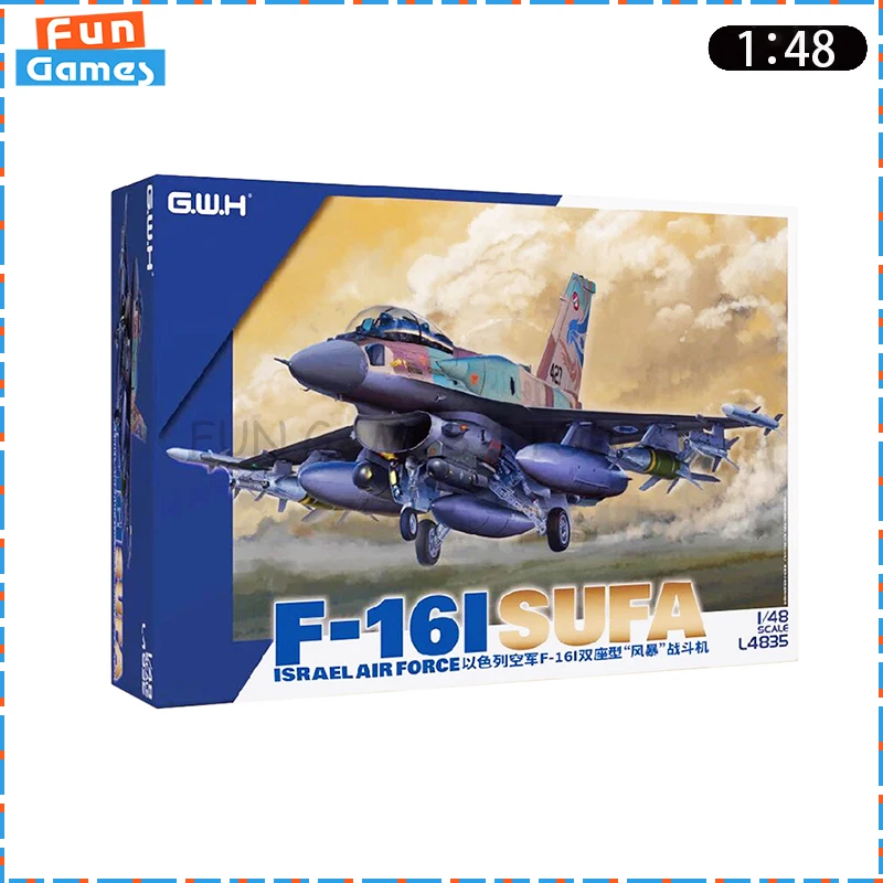 New GWH 1/48 Plane Assemble Figure Model F-16I SUFA Israel Air Force L4835 Plane Uncolored Custom Collectible Toy Birthday Gift