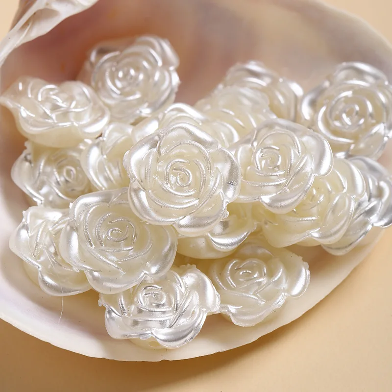 10Pcs 3D Beige Camellia Sewing Buttons Rose Flowers Resin Nail Art DIY Jewelry Finding Making Earring Bracelet Decor Loose Beads