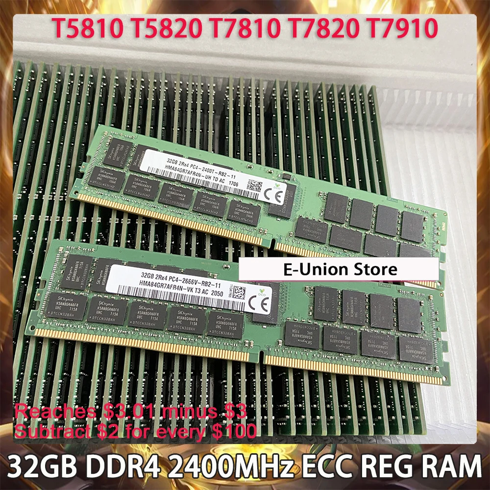 32GB DDR4 2400MHz ECC REG RAM For DELL T5810 T5820 T7810 T7820 T7910 Server Memory Works Perfectly Fast Ship High Quality