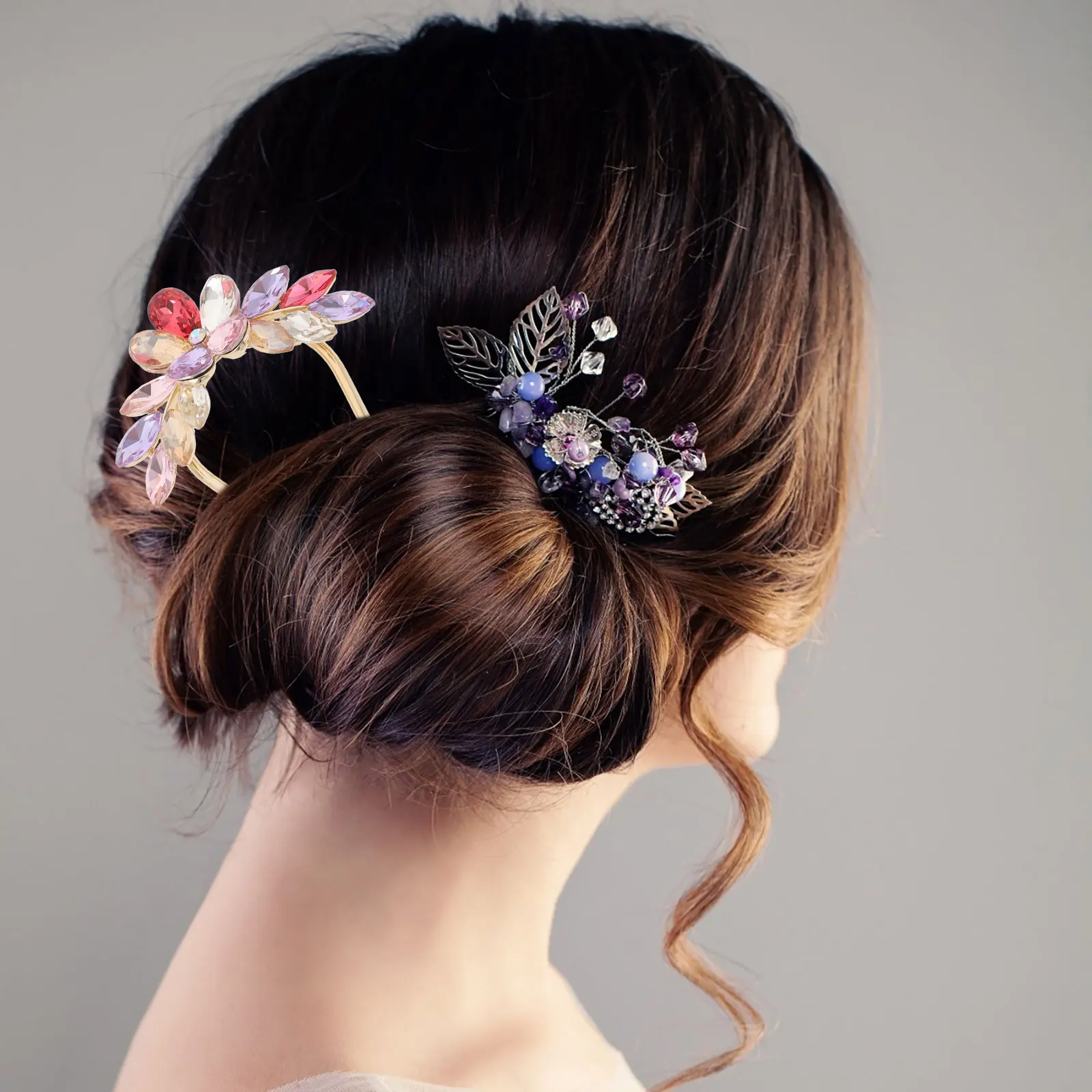 

Dazzling Purple Rhinestone UShaped Hair Pin Bridal Accessory Stylish Wedding Headpiece For Instant Enhancement