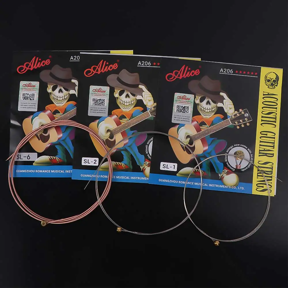 A206 Series Alice Guitar Strings 0.11inch Steel Acoustic Guitar Strings Full Smooth Good Sound Guitar 6 Strings Musician