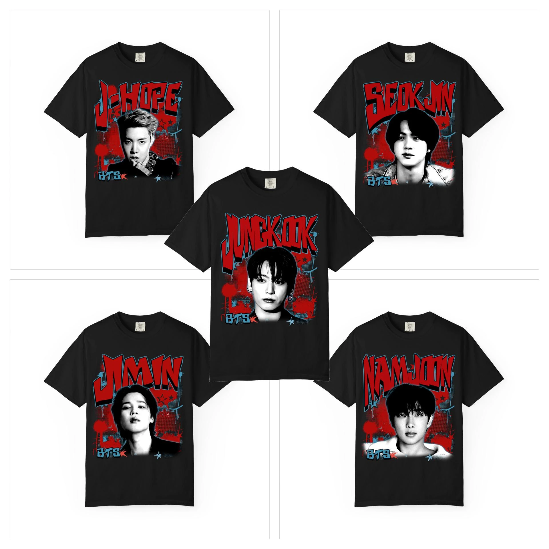 Camiseta KPOP BTS de los Miembros J-HOPE, Jin, Jungkook, Jimin y RM, Verano 2026, Nueva Moda para Hombre y Mujer, Camiseta Oversize de Algodón Estilo Y2K