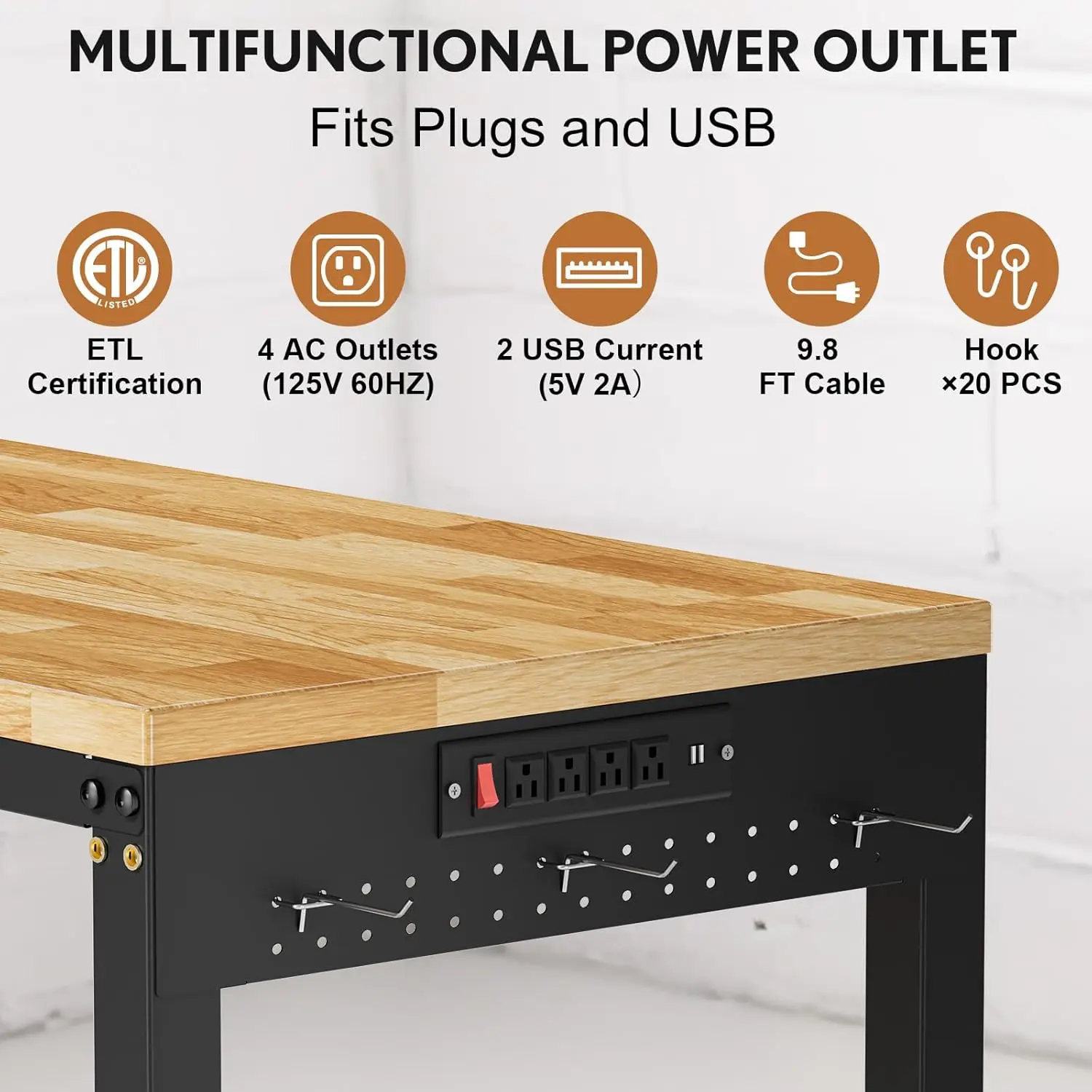 96”L-Shaped Heavy Duty Work Bench, Heights Adjustable Workbench, 5000 LBS Load Capacity, Work Benches for Garage, Customized