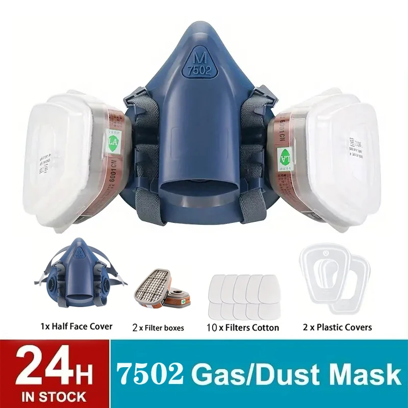 

7502 15 in 1 Dust Gas Respirator Half Face Dust Mask For Painting Spraying Organic Vapor Chemical Gas Filter Work Safety