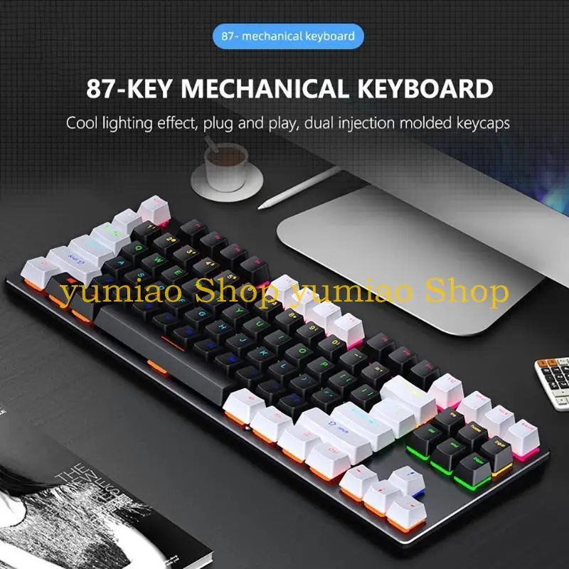 587B CrackK550 87Key USB Backlit Green/Red Gaming Real Mechanical Keyboard