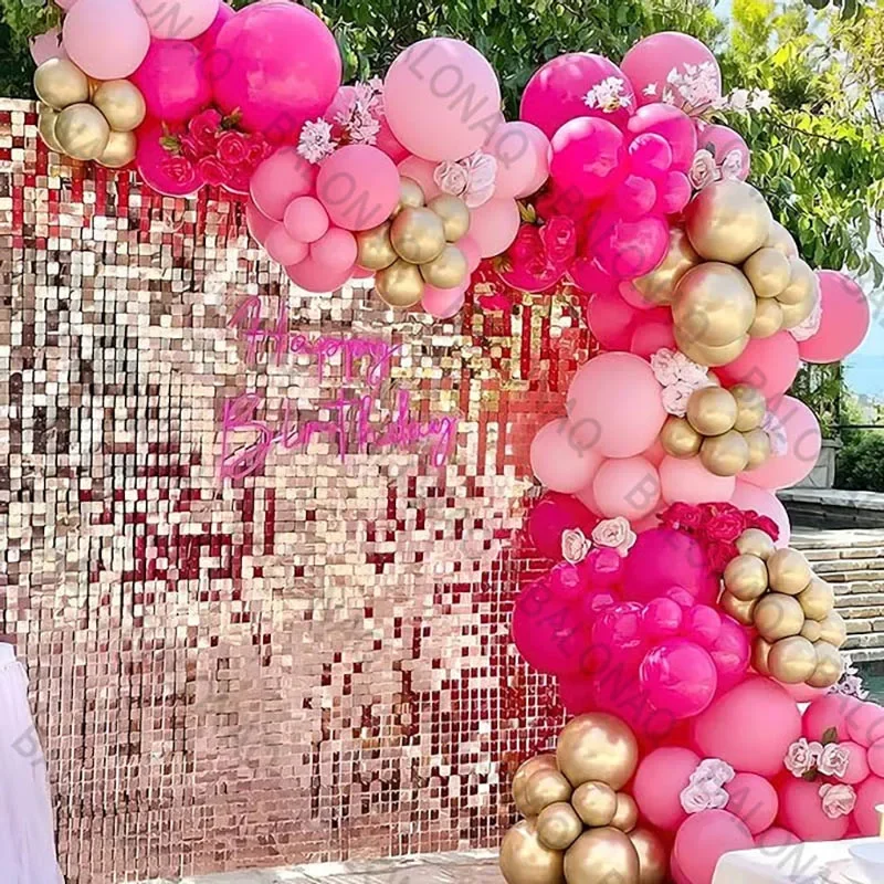 112 Stücke Pink Schwarz Latex Ballons Girlande Bogen Kit Geburtstag Party Baby Dusche Braut Dusche Hochzeit Prinzessin Party Decor