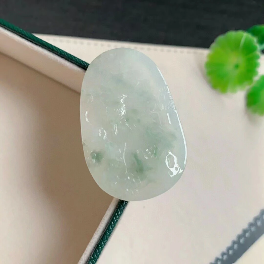 

Natural Jade A Green Gemstone Pendant Necklace Bird 47-30-6mm Jade Carved Donut Women Men Barrel Stone Jade A Necklace AAAAA