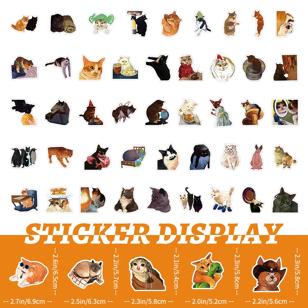 10/30/50/100pcs Cute Cat Daily Life Cartoon Stickers Funny Animals Graffiti Decals Phone Scrapbook Water Bottle Sticker Kids Toy