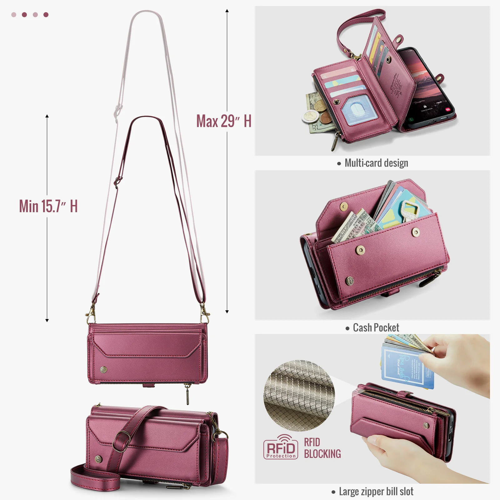 

CaseMe-C36 For Samsung GALAXY S25 Ultra S24 Plus S23 S22 S21 Luxury Magnetic Flip PU Leather Wallet Case Card Holder Cover Strap