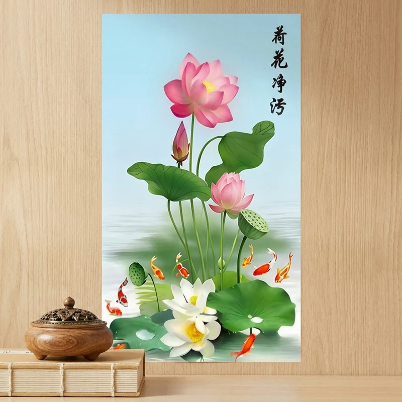 Lotus Flower Purity Impurity Chart Sticker Non-Fading Self Adhesive Decal for Youth Hostel Bathroom Toilet Door Decor