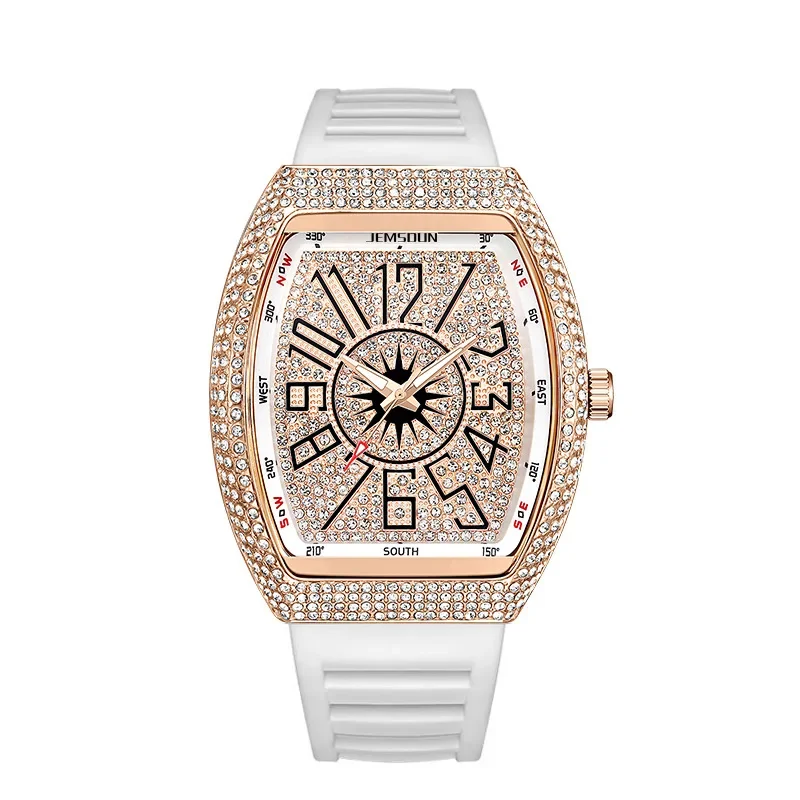 New Hot Selling Tonneau Watches for Men Full Diamond Hip Hop Iced Out Bling Quartz Watch Clock Jewelry Relogios Masculino