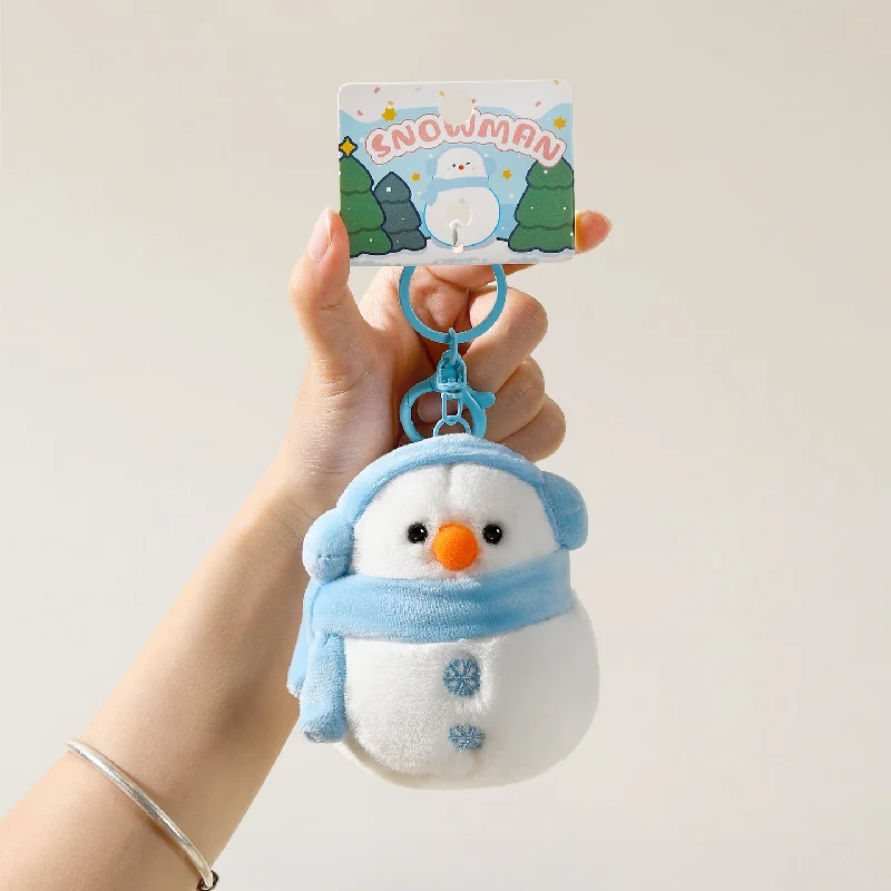 Christmas Plush Snowman Keychain Pendant Cute Cartoon Doll Girl Couple Bag Christmas Gift Decoration Supplies
