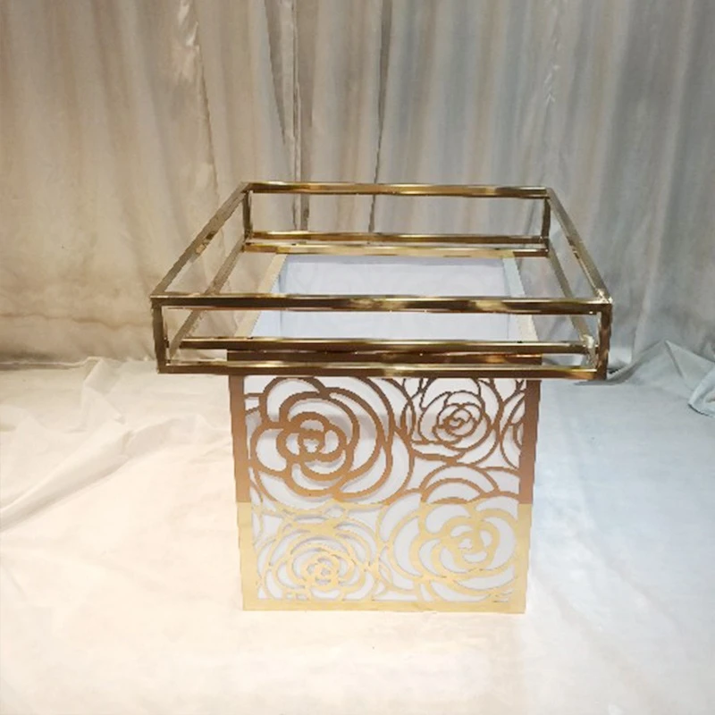 

Simple and creative European modern light luxury stainless steel dessert table ornament cold meal coffee break table