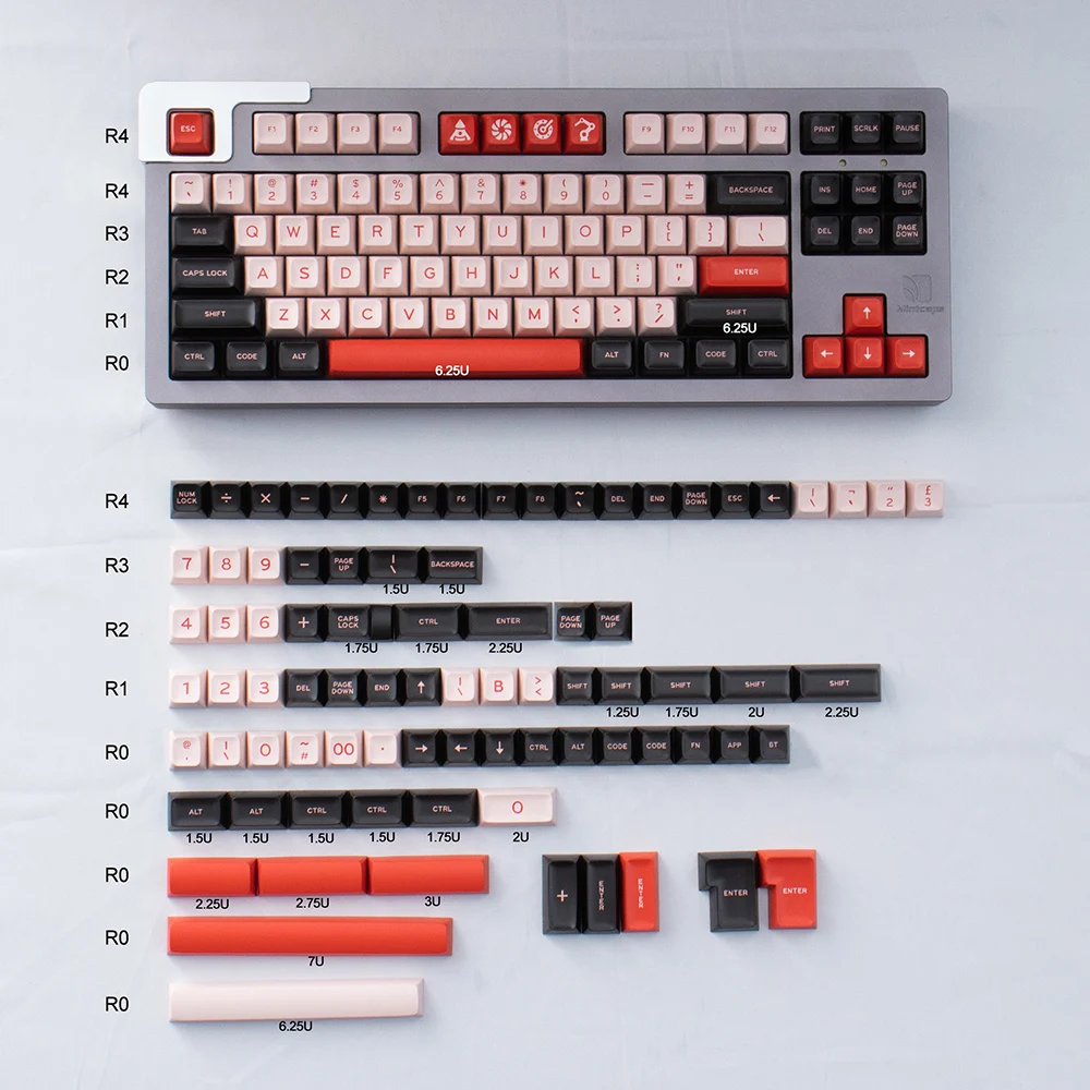 

170 Keys GMK Flamingo Keycaps SA Profile Two-color Molding Big Full Set Keycap for Mechanical Keyboard 64/84/960 Layouts