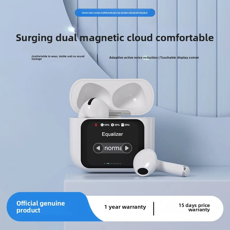Touch Screen Smart Ai Translation Earphone Multi-Languages Simultaneous Interpretation Earbud Noise Reduction Fingerprint Touch