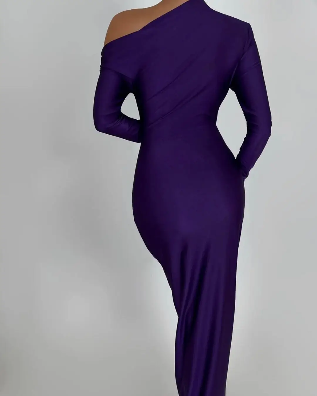 Mermaid Formal Evening Dresses for Women Long Sleeve Party Dress Satin Prom Gowns Purple vestidos de fiesta elegantes 2024