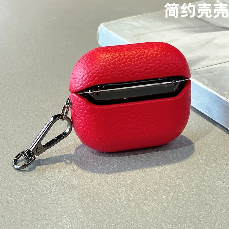 2025 for Samsung galaxy buds 3 pro case luxury Lichee Pattern cover cover for samsung buds 3 pro buzz3 capa Genuine Leather Case