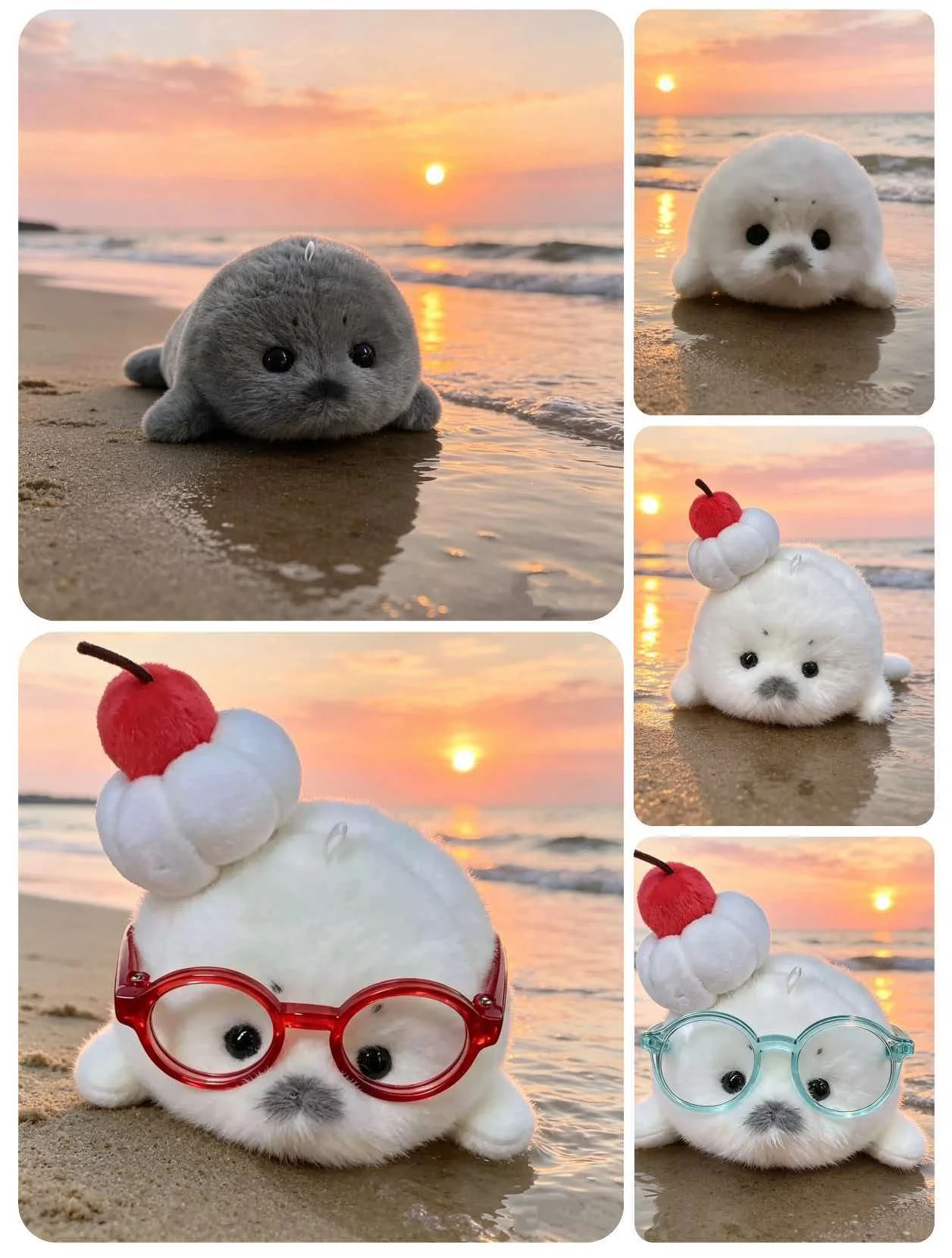 10cm Cute Glasses Wearing Simulation Little Seal Doll Plush Pendant Bag Hanging Fun Decorations Surprise Daily Gifts For Partner