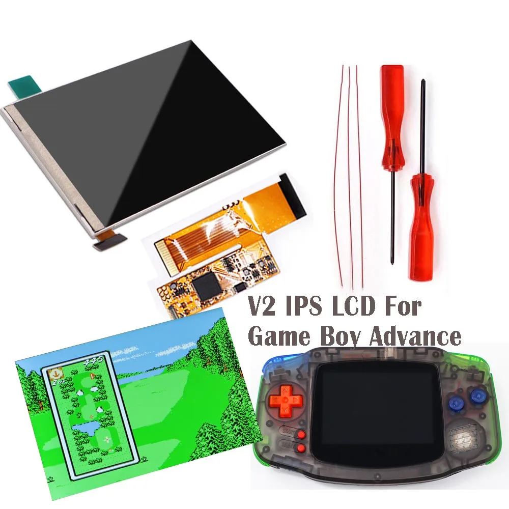 HISPEEDIDO V2 IPS LCD Screen Backlight Backlit For GBA 10 Levels Brightnesss MOD For GameBoy Advance Console