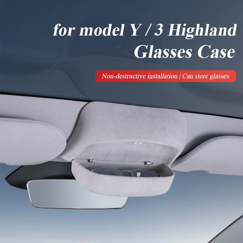 for tesla model Y ＆ 3 highland 2024 Car sun visor glasses clip sunglasses storage box Card Storage Case Holder Accessories