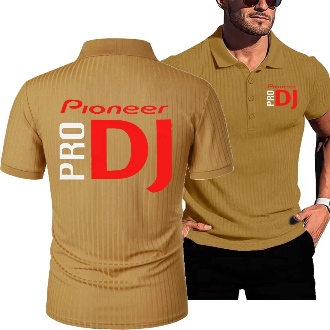 DJ Pioneer PRO vêtements en soie glacée haute Stretch tricot rayure POLO mince hommes à manches courtes Polos hauts t-shirts t-shirt S-5XL