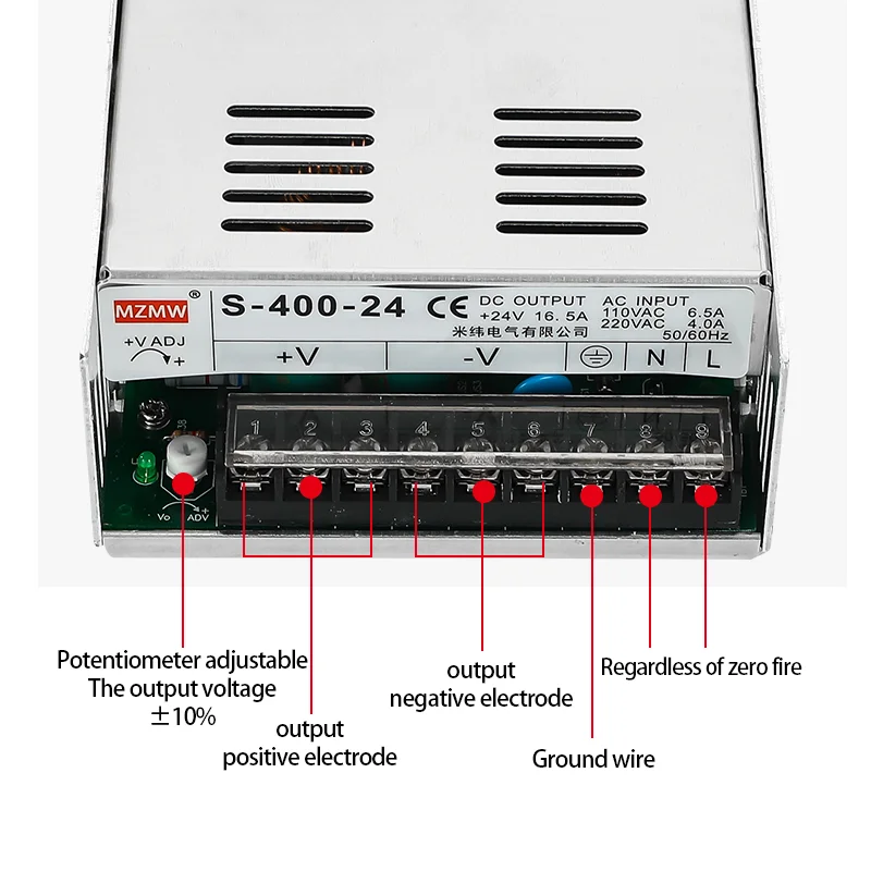 S Series Switching Power Supply 25W 50W 75W 100W 120W 150W 200W 400W 12V 24V 36V 48V 60V 100-240V AC-DC SMPS for LED Strip CCTV