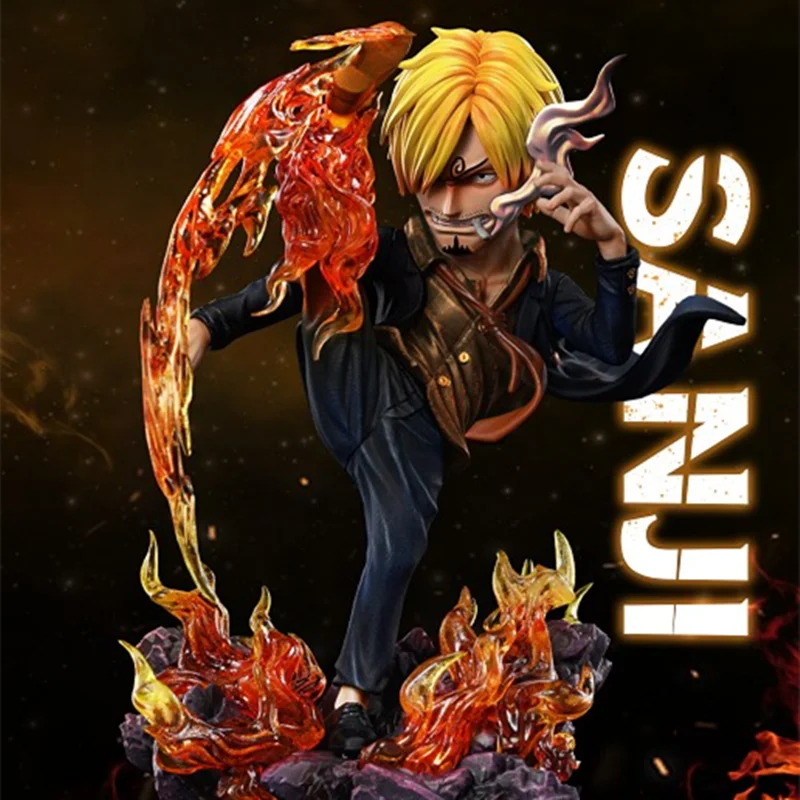 One Piece Pvc Trendy Figure WIFI Sanji Straw Hats Devil Foot Three Main Forces Gk Collectible Figure V Ornaments Model Toy Gift