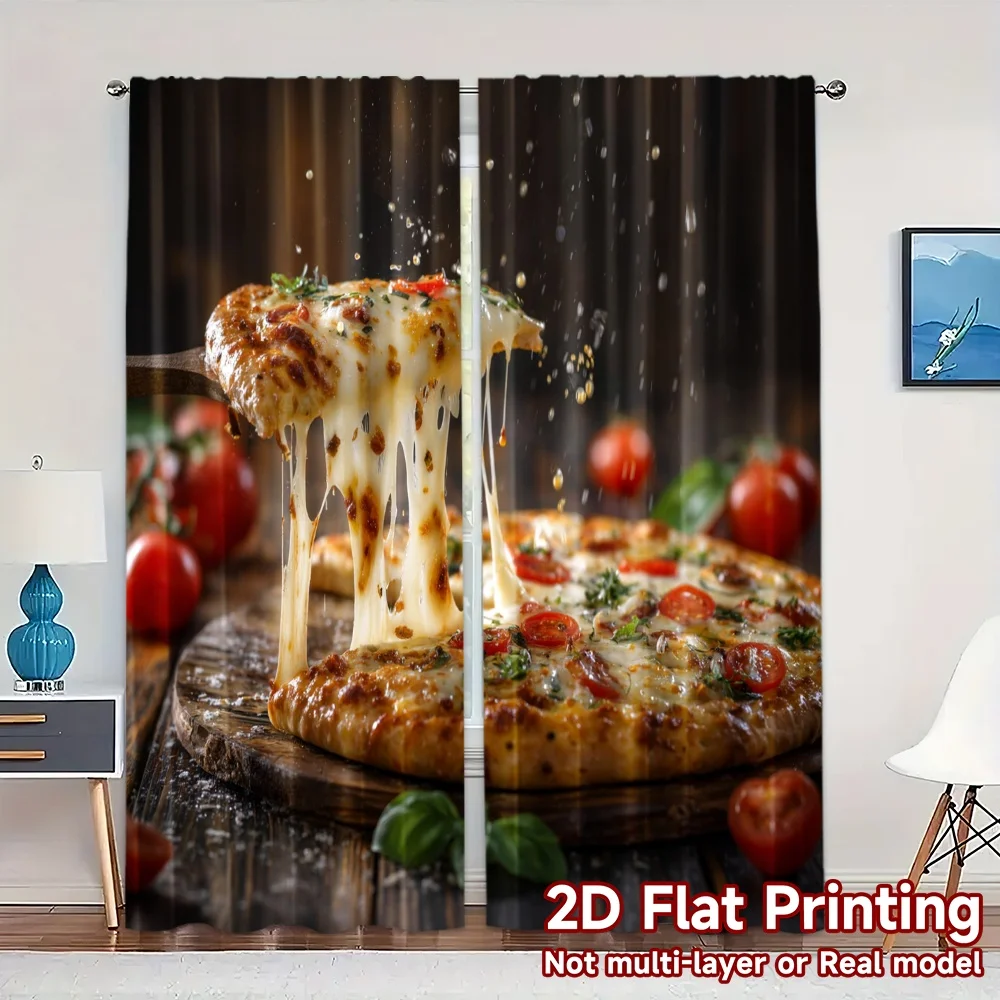 2pcs, 2D FLAT PRINTING Curtains (Without Rod) Melty Delight Print Popular Curtains Prints Light Filtering Curtains Thermal