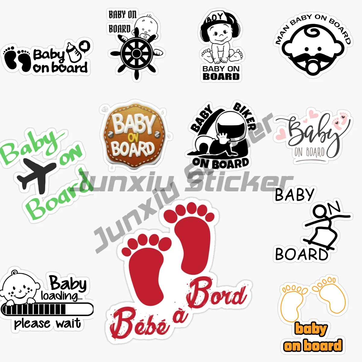 

BABY ON BOARD Car Stickers Car Styling Warning for Motorcycles Auto Window Bumper Vinyl Car or Bumper Occlusion Scratch Decals