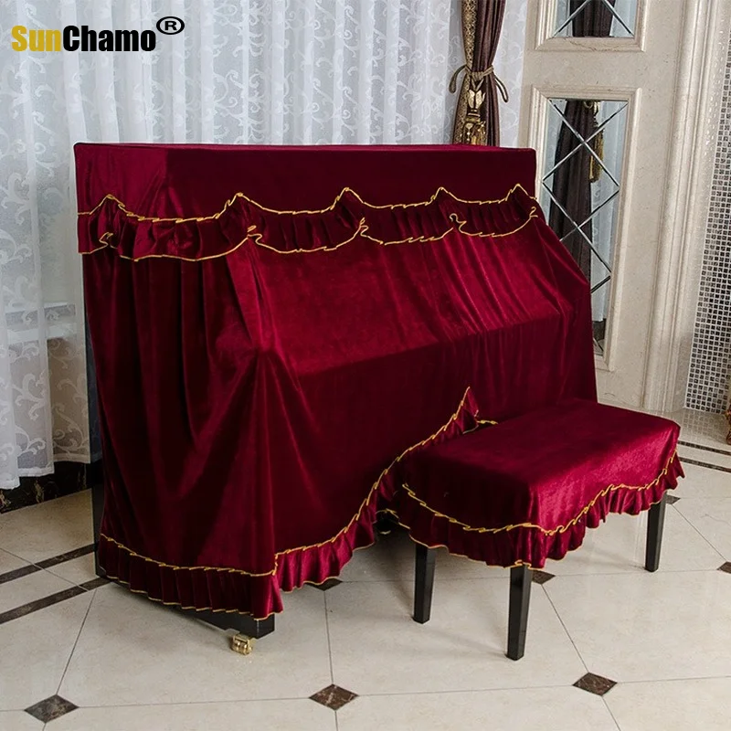 1PC Pleuche High Quality Velvet Piano Cover Classical Style Upright Piano Dust Cover without Stool KQ 008