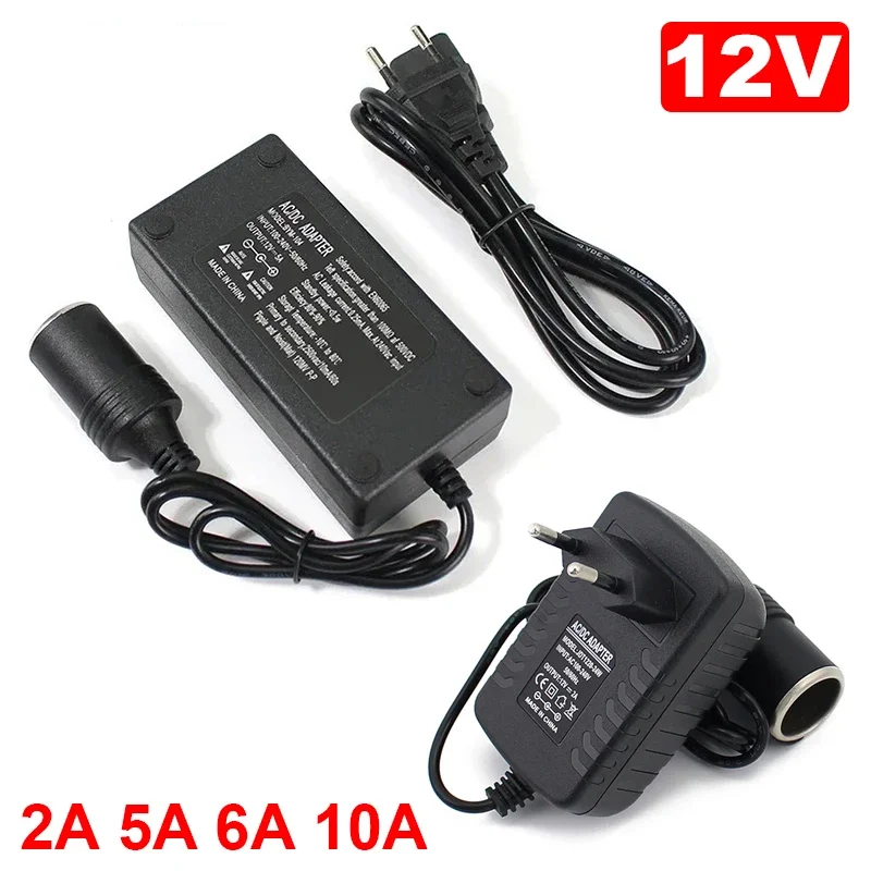 

Адаптер питания Автомобильный прикуриватель переменного тока 220 В постоянного тока 12 В 2A 5A 6A 10A Автомобильное зарядное устройство Автоматический универсальный адаптер трансформатора ЕС США