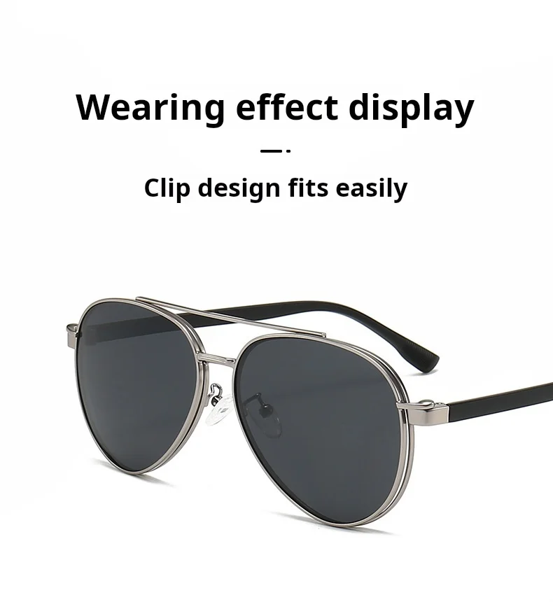 YIMARUILI Herren Pilot Polarisierte Magnetische Clip-On Brille Retro Große Größe UV400 Optische Brillen Rahmen Frauen 8618 – Detail 5