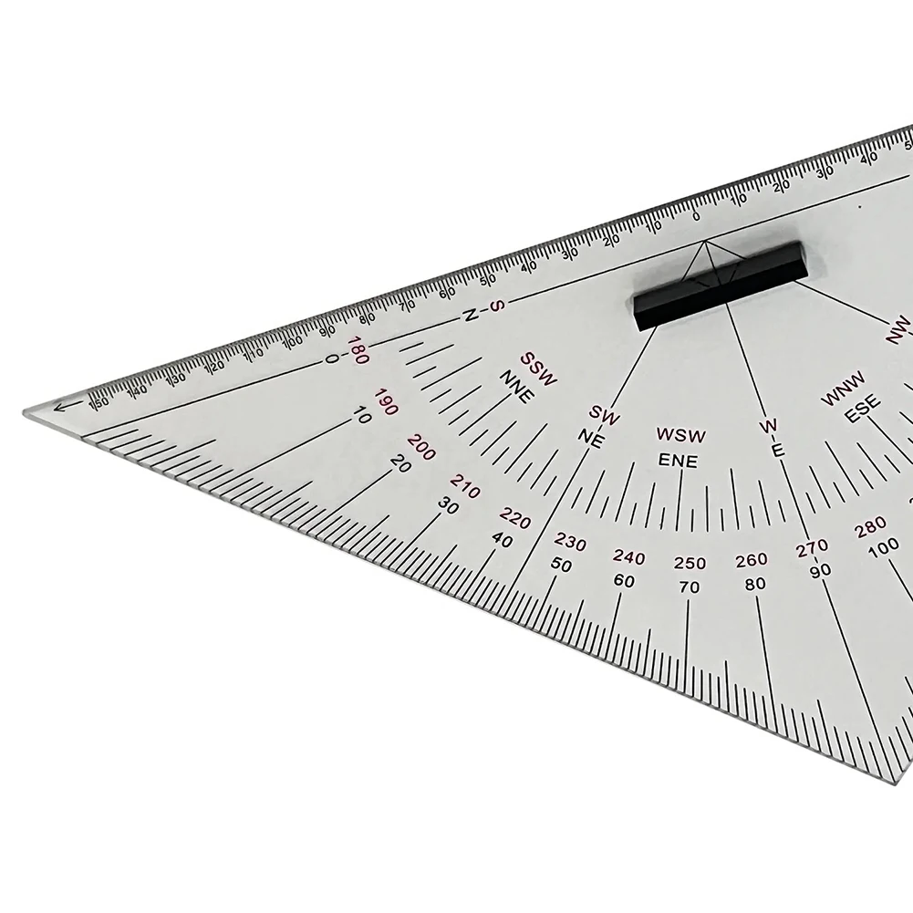 2 Pieces Multifunctional Triangle Ruler Marine Chart Plotting Triangle Ruler Protractor 300 Mm For Navigation Measuring Ruler