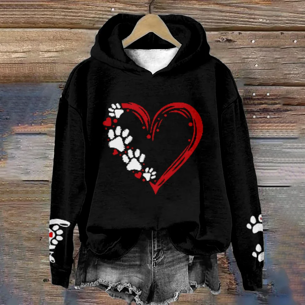 

Casual Hoodie for Women Dog tracks Print Patchwork Pullover Harajuku Tracksuit Casual Streetwear