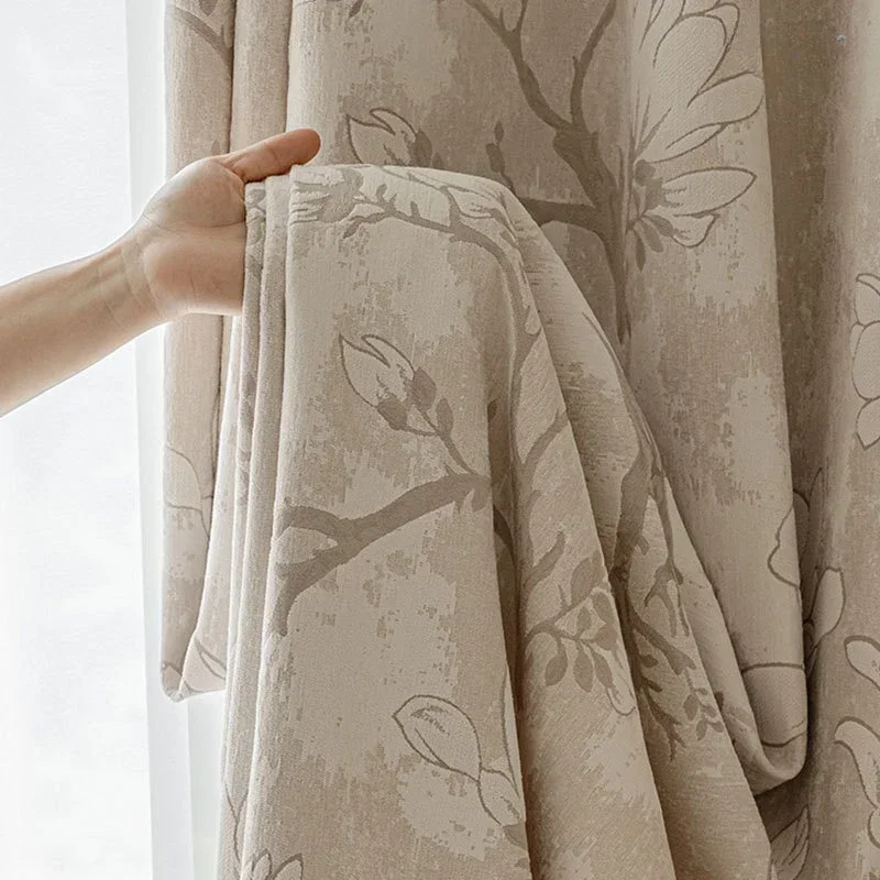 Jade Orchid Jacquard Chenille Romantic Blackout Curtains for Bedroom Living Room High-end Luxury Chinese Style Thicken Curtains