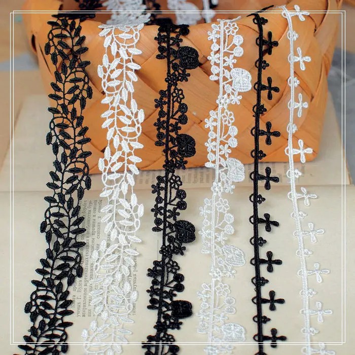 DIY Border Sewing Lace Trim Water Soluble Off White Black 5 Meters