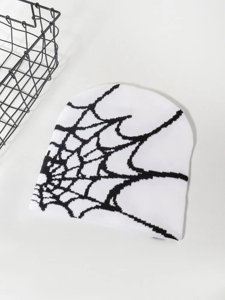 Stricken Spinnennetz Design Hut Skullies Beanies für Männer Frauen Pullover Pile Cap Y2k Goth Warme Beanie Hüte Neue Hip-hop Street Cap – Detail 18